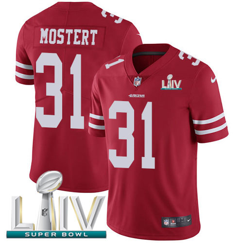 San Francisco 49ers Nike #31 Raheem Mostert Red Super Bowl LIV 2020 Team Color Men Stitched NFL Vapor Untouchable Limited Jersey->women nfl jersey->Women Jersey